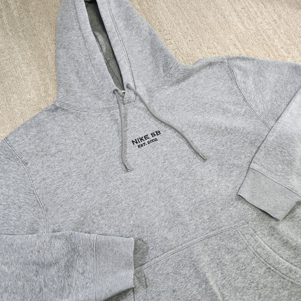 Nike SB Hoodie Men Small Luxury Popover Gray Fleece Y2K Style Skater Sweatshirt